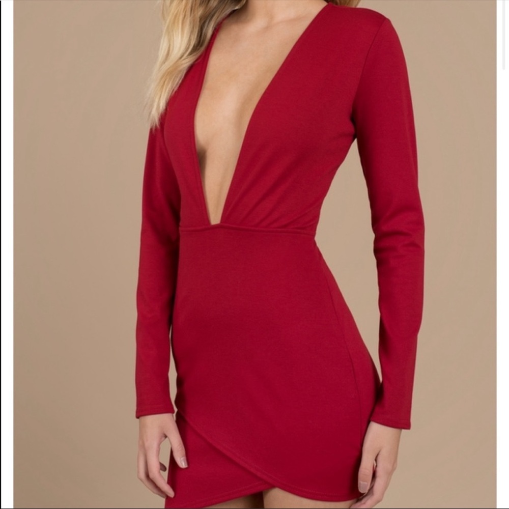 Marianne bodycon red long sleeve dress